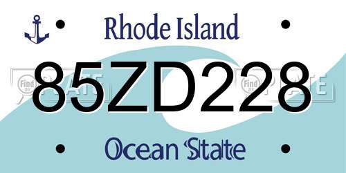 85ZD228 Rhode Island License Plate