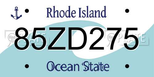 85ZD275 Rhode Island License Plate