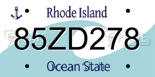 85ZD278 Rhode Island License Plate