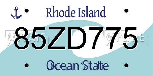 85ZD775 Rhode Island License Plate