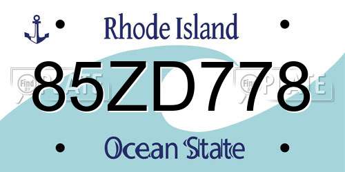85ZD778 Rhode Island License Plate