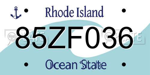 85ZF036 Rhode Island License Plate