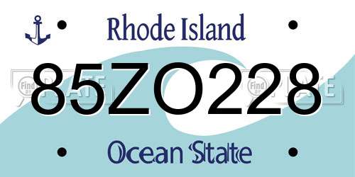 85ZO228 Rhode Island License Plate