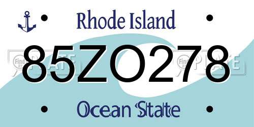 85ZO278 Rhode Island License Plate