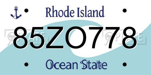 85ZO778 Rhode Island License Plate