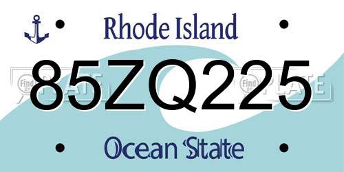 85ZQ225 Rhode Island License Plate