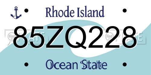 85ZQ228 Rhode Island License Plate
