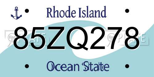 85ZQ278 Rhode Island License Plate