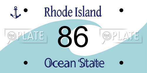 86 Rhode Island License Plate