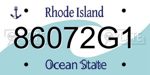 86072G1 Rhode Island License Plate