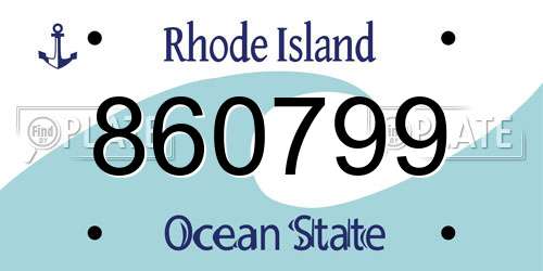 860799 Rhode Island License Plate