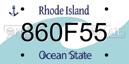 860F55 Rhode Island License Plate