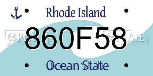 860F58 Rhode Island License Plate