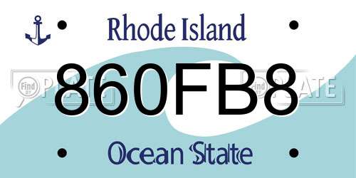 860FB8 Rhode Island License Plate