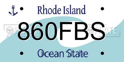 860FBS Rhode Island License Plate