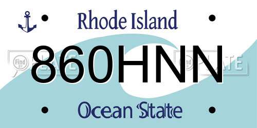 860HNN Rhode Island License Plate
