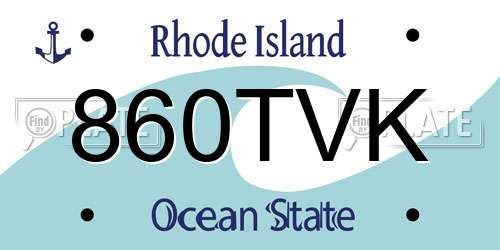 860TVK Rhode Island License Plate