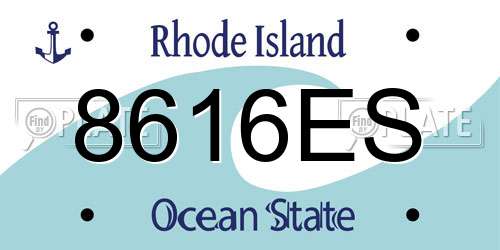 8616ES Rhode Island License Plate