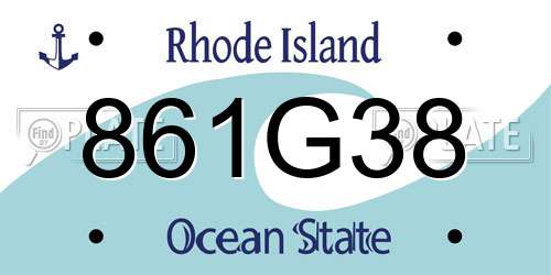 861G38 Rhode Island License Plate