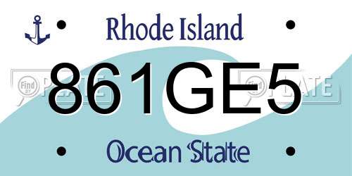 861GE5 Rhode Island License Plate