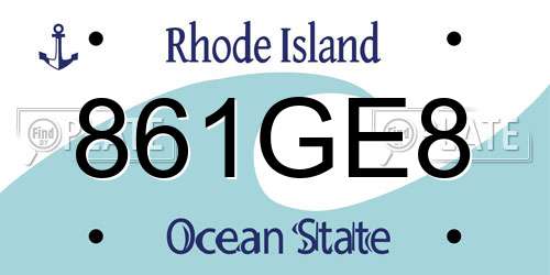 861GE8 Rhode Island License Plate