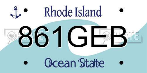 861GEB Rhode Island License Plate