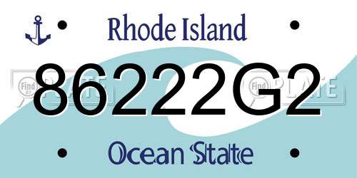 86222G2 Rhode Island License Plate