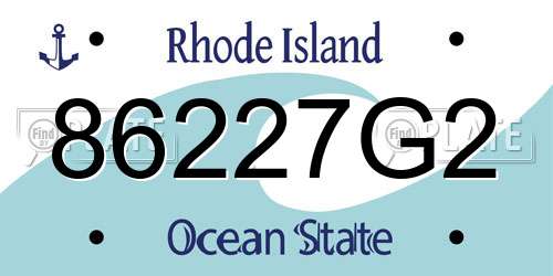 86227G2 Rhode Island License Plate