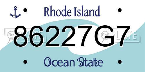86227G7 Rhode Island License Plate