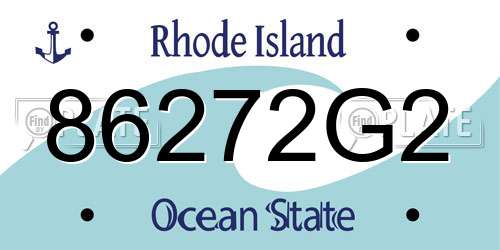 86272G2 Rhode Island License Plate