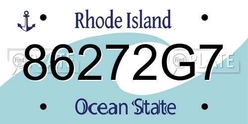 86272G7 Rhode Island License Plate