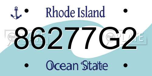 86277G2 Rhode Island License Plate