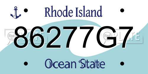 86277G7 Rhode Island License Plate