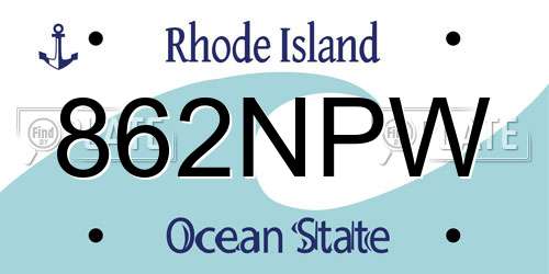 862NPW Rhode Island License Plate