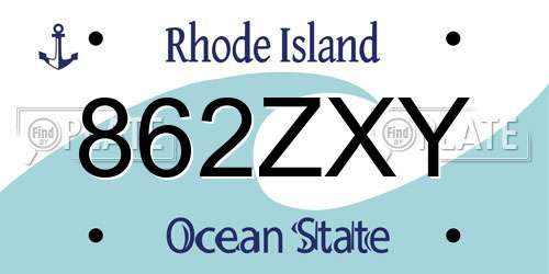 862ZXY Rhode Island License Plate