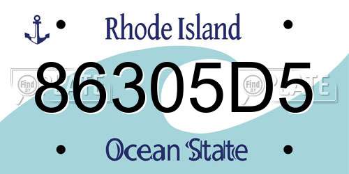 86305D5 Rhode Island License Plate