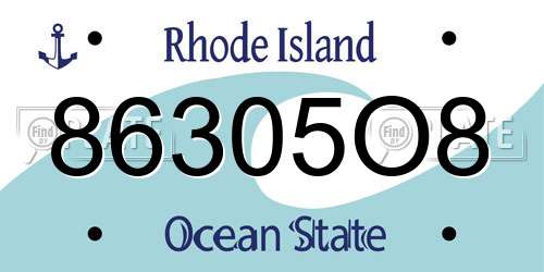 86305O8 Rhode Island License Plate