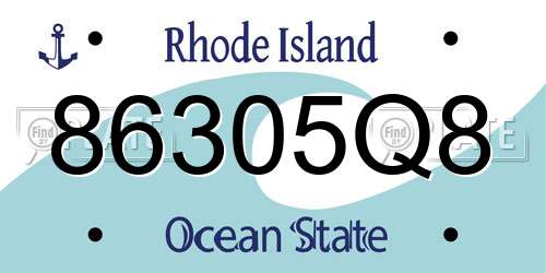 86305Q8 Rhode Island License Plate