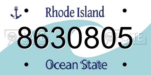 8630805 Rhode Island License Plate