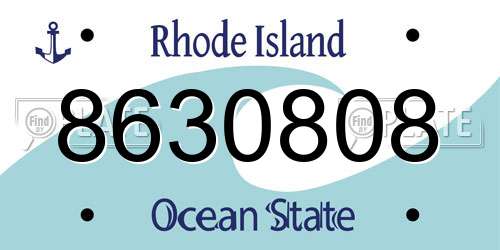 8630808 Rhode Island License Plate