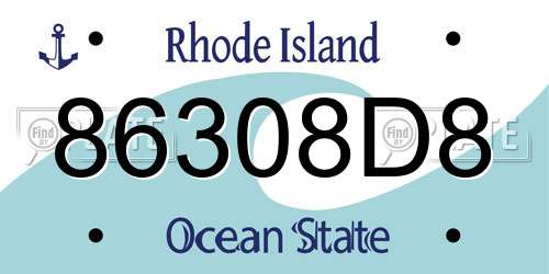 86308D8 Rhode Island License Plate