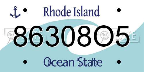 86308O5 Rhode Island License Plate
