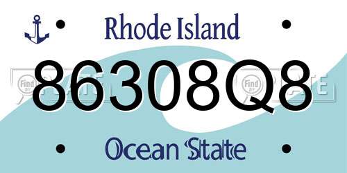 86308Q8 Rhode Island License Plate