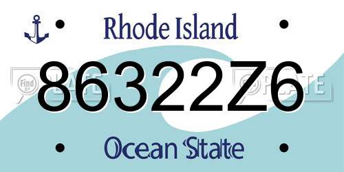 86322Z6 Rhode Island License Plate