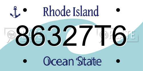 86327T6 Rhode Island License Plate