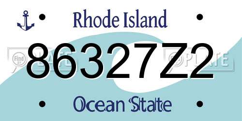 86327Z2 Rhode Island License Plate