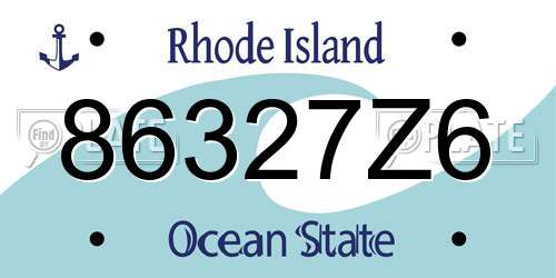 86327Z6 Rhode Island License Plate