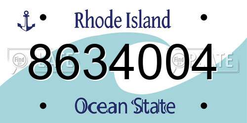 8634004 Rhode Island License Plate