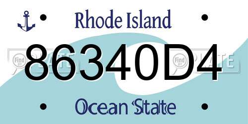 86340D4 Rhode Island License Plate
