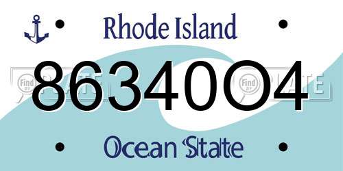 86340O4 Rhode Island License Plate